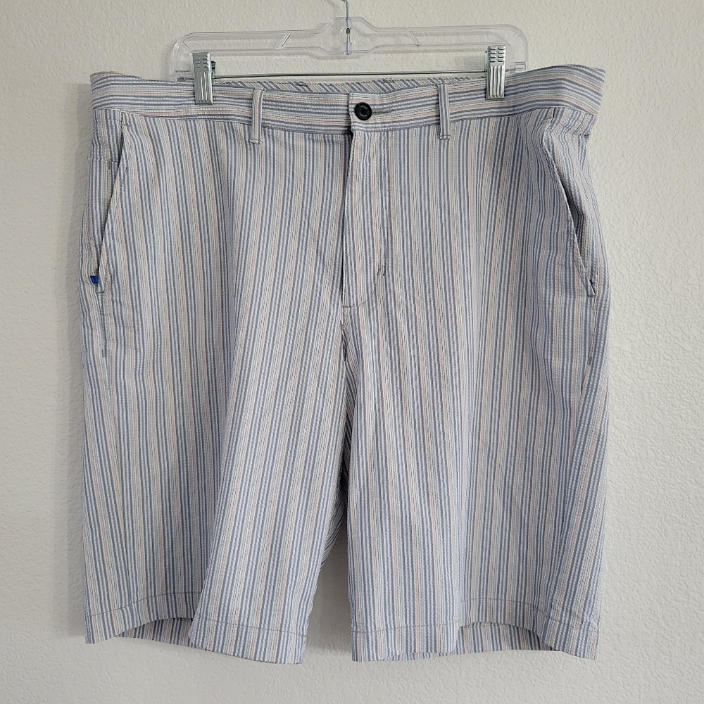 Tommy Bahama Shorts Mens 38 Blue White Striped Seersucker Casual Marlin
